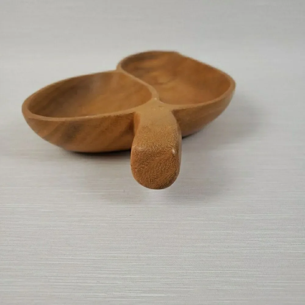 VTG Leilani Monkey Pod Wood Leaf Tray Hollywood Regency MCM Tiki Farmhouse